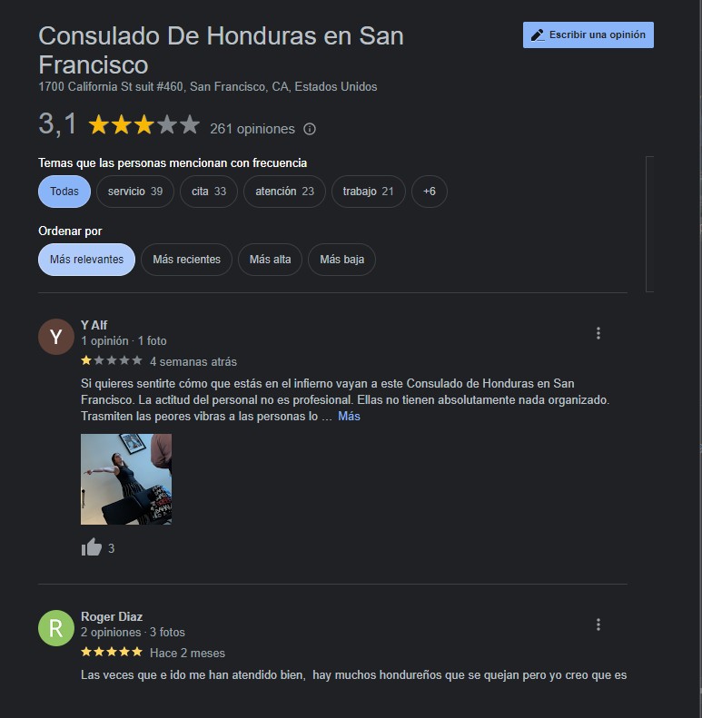 reviews of the honduran consulate in san francisco