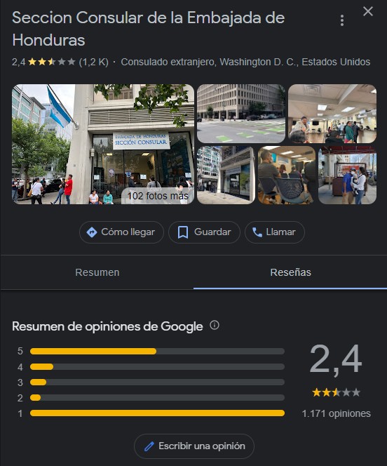 reviews of the honduran consulate in washington